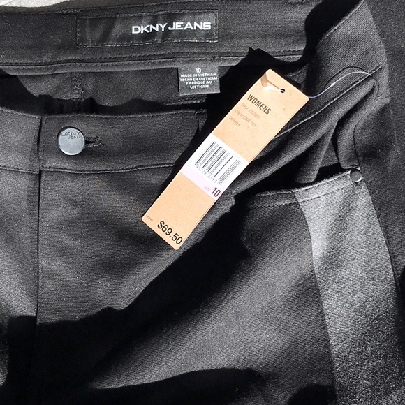 NWT DKNY JEAN Black Jean Style Black Pants with Grey Stripe Size 8 - Picture 4 of 8